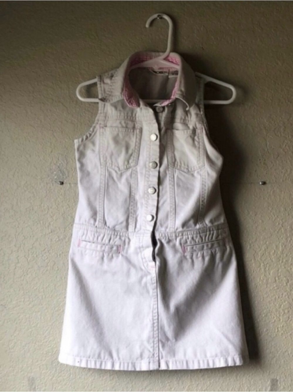 Cherokee Dress Y2K Light Tan Khaki Button Down Casual Sleeveless Dress XS 4/5